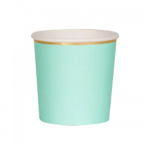 Copos Verde Água Risca Dourada